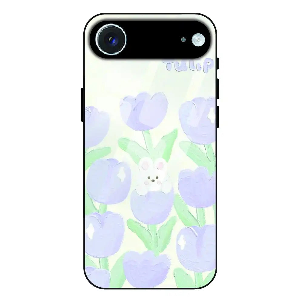 Cute Bunny Tulip - Glass Case For Apple iPhone Air
