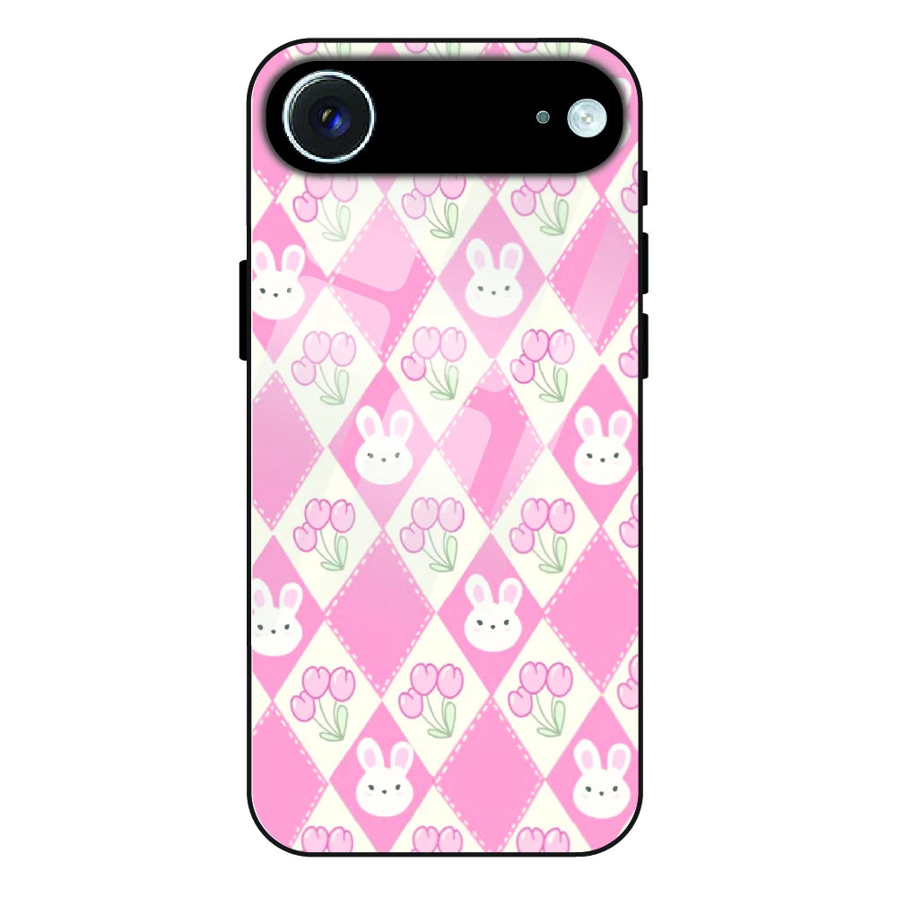 Pink Bunny Argyle - Glass Case For Apple iPhone Air