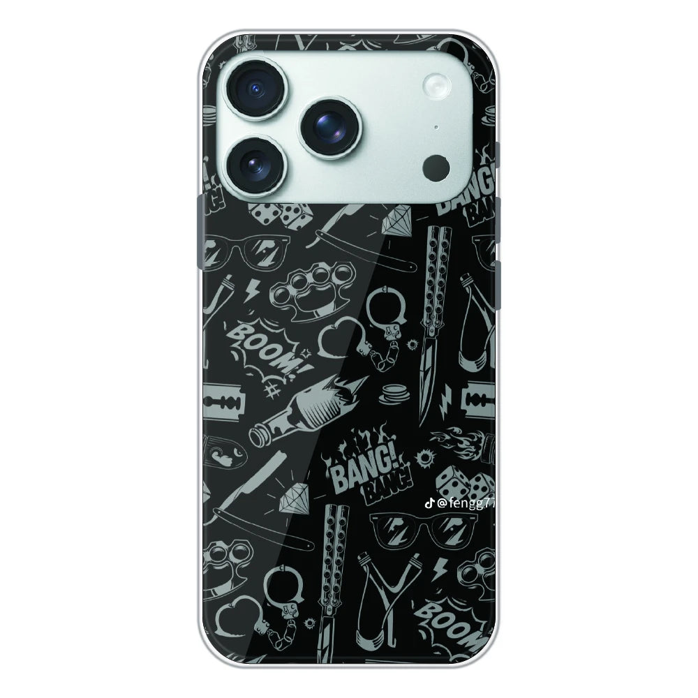 Black Graphic Street Art - Printed Silicone Case For Apple iPhone 17 Pro