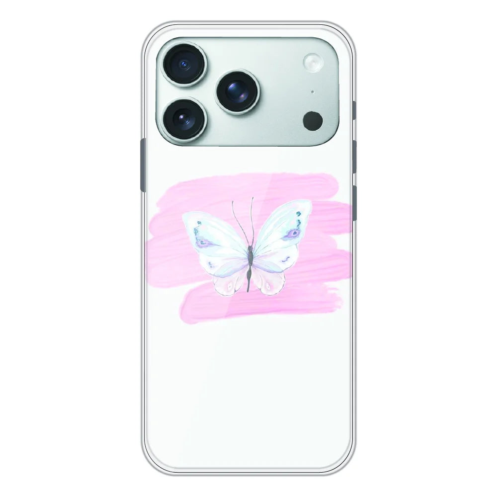 Minimal Butterfly Blush Art - Printed Silicone Case For Apple iPhone 17 Pro