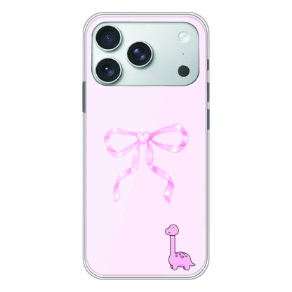 Cute Pink Dino Bow - Printed Silicone Case For Apple iPhone 17 Pro