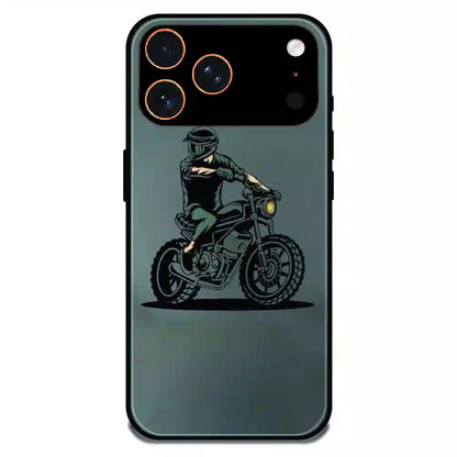 Vintage Biker Rider Art - Glossy Metal Silicone Case For Apple iPhone 17 Pro
