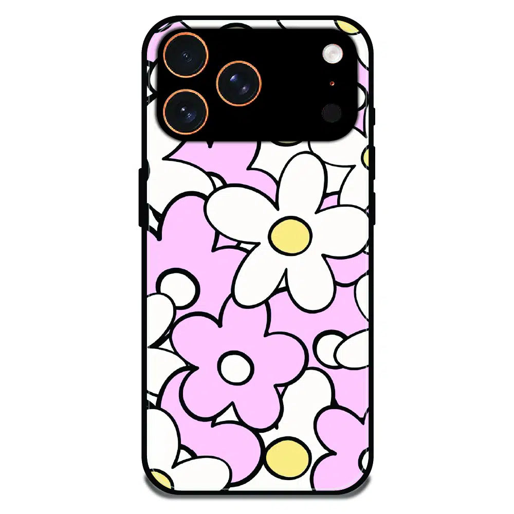 Pink Daisy Floral Pop - Glossy Metal Silicone Case For Apple iPhone 17 Pro