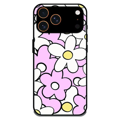 Pink Daisy Floral Pop - Glossy Metal Silicone Case For Apple iPhone 17 Pro
