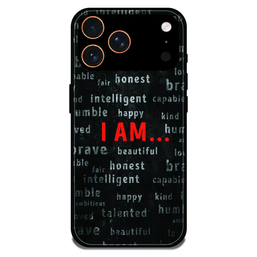I Am Affirmation Quote - Glossy Metal Silicone Case For Apple iPhone 17 Pro 