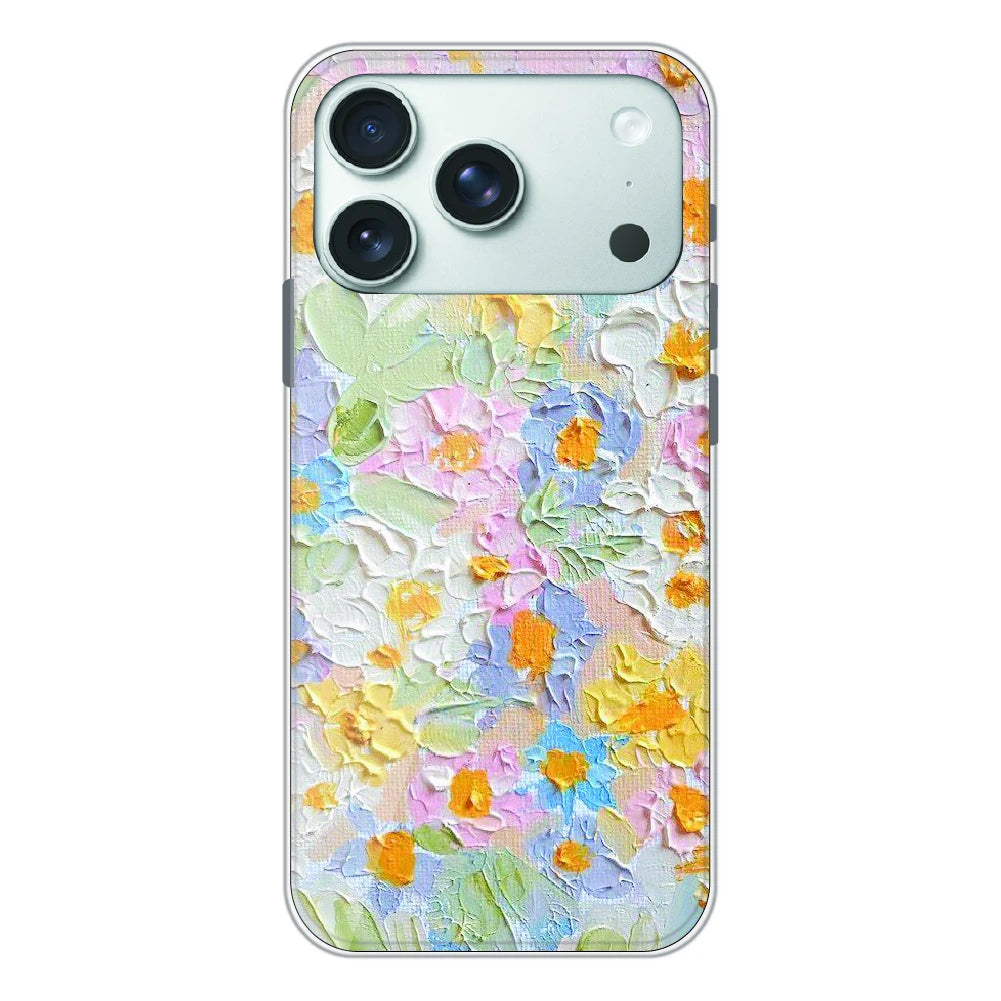 Pastel Floral Oil Paint - Printed Silicone Case For Apple iPhone 17 Pro