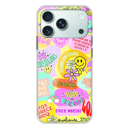 Colorful Amor Positivity Collage - Printed Silicone Case For Apple iPhone 17 Pro