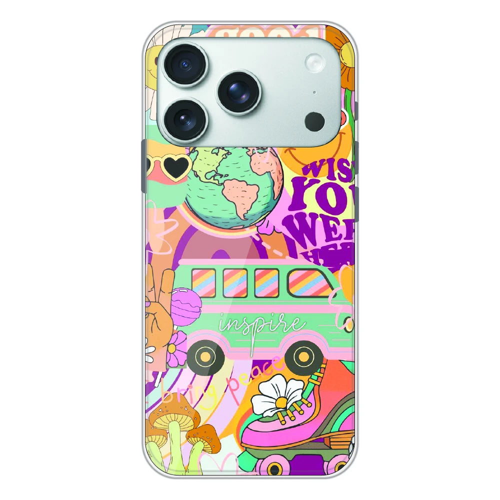 Good Vibes Retro Travel Art - Printed Silicone Case For Apple iPhone 17 Pro