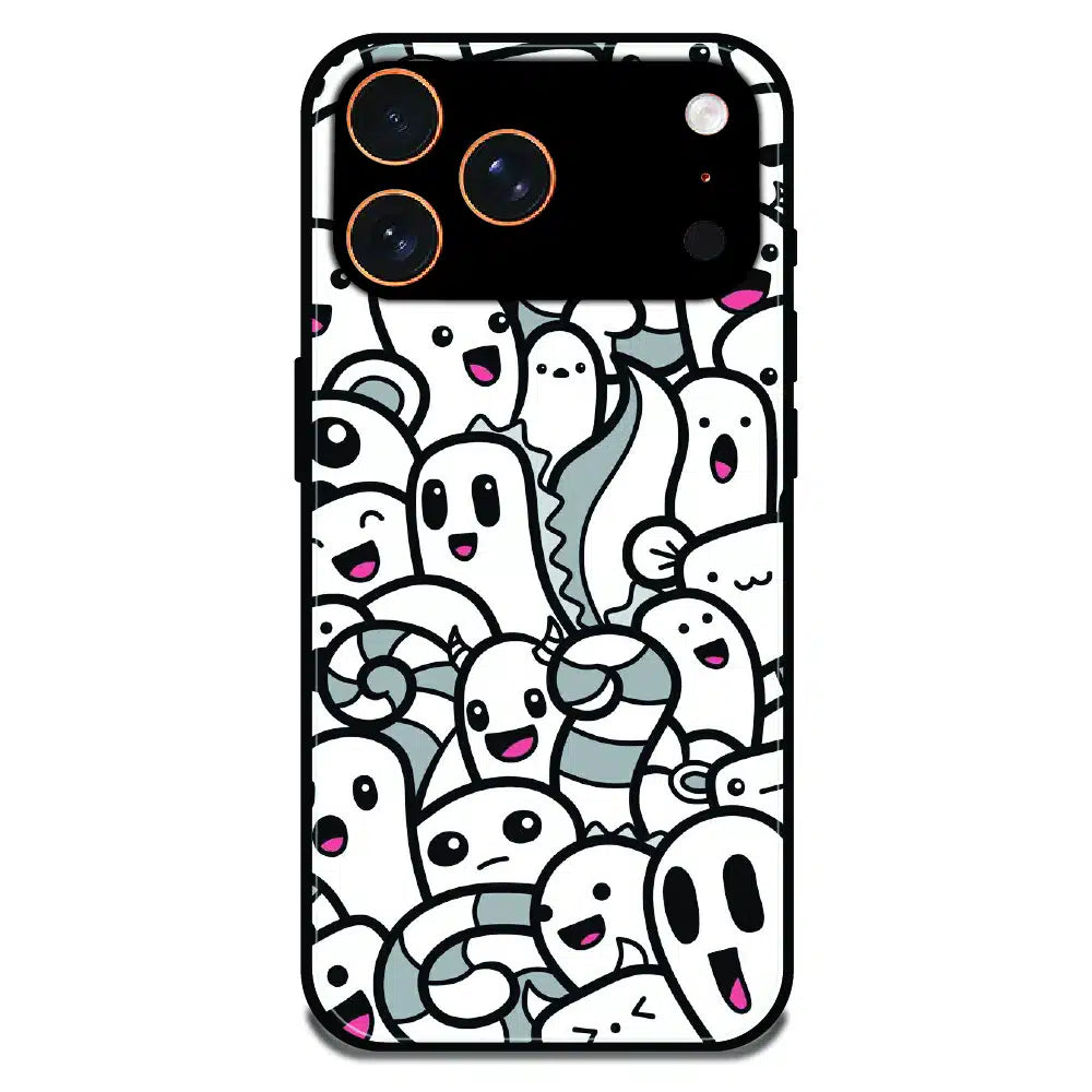 Cute Ghost Crowd - Glossy Metal Silicone Case For Apple iPhone 17 Pro