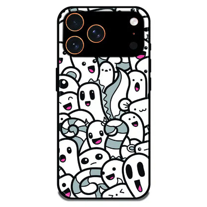 Cute Ghost Crowd - Glossy Metal Silicone Case For Apple iPhone 17 Pro