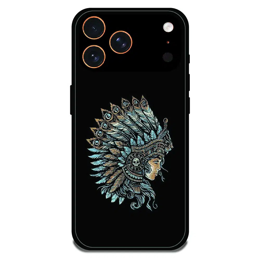 Tribal Warrior Feather Headdress - Glossy Metal Silicone Case For Apple iPhone 17 Pro