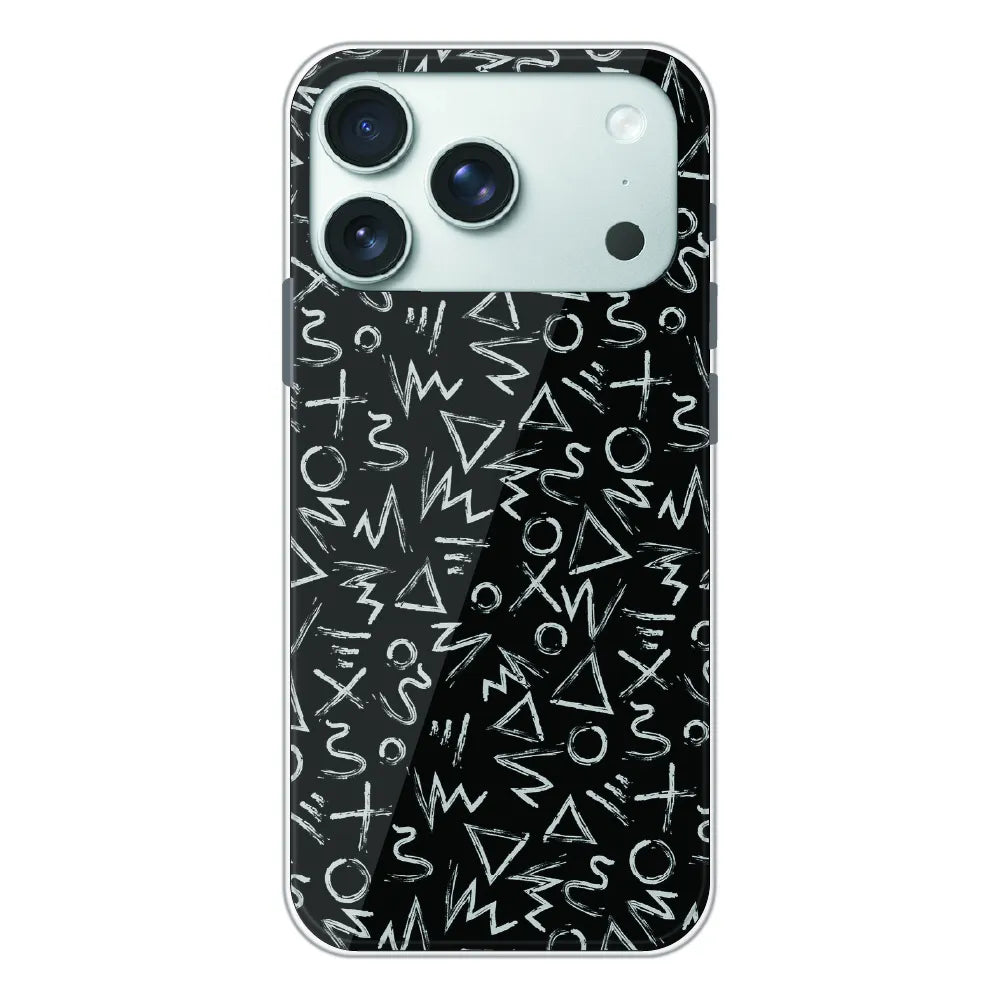Geometric Black & White Pattern - Printed Silicone Case For Apple iPhone 17 Pro