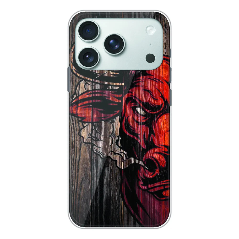 Abstract Red Mask Wood Art - Printed Silicone Case For Apple iPhone 17 Pro