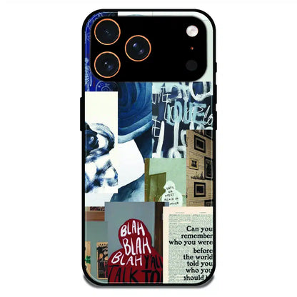 Blue Motivational Collage - Glossy Metal Silicone Case For Apple iPhone 17 Pro