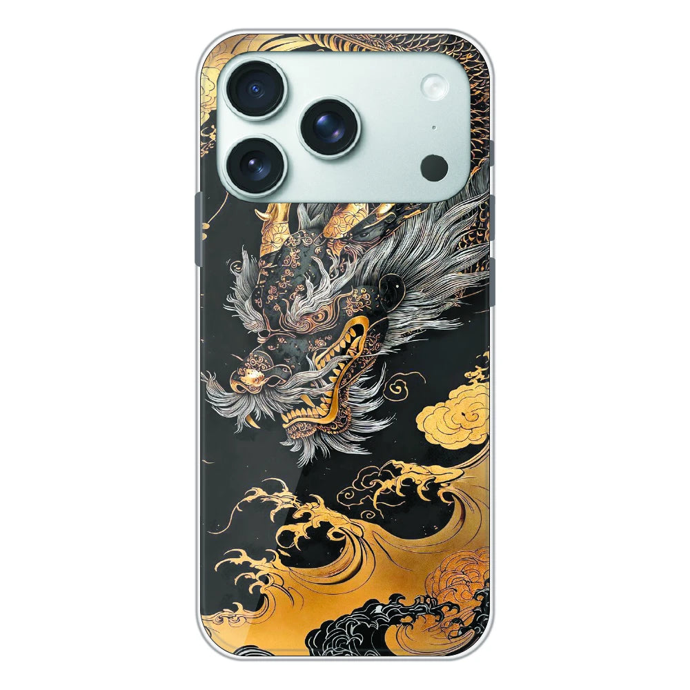 Golden Dragon Japanese Art - Printed Silicone Case For Apple iPhone 17 Pro