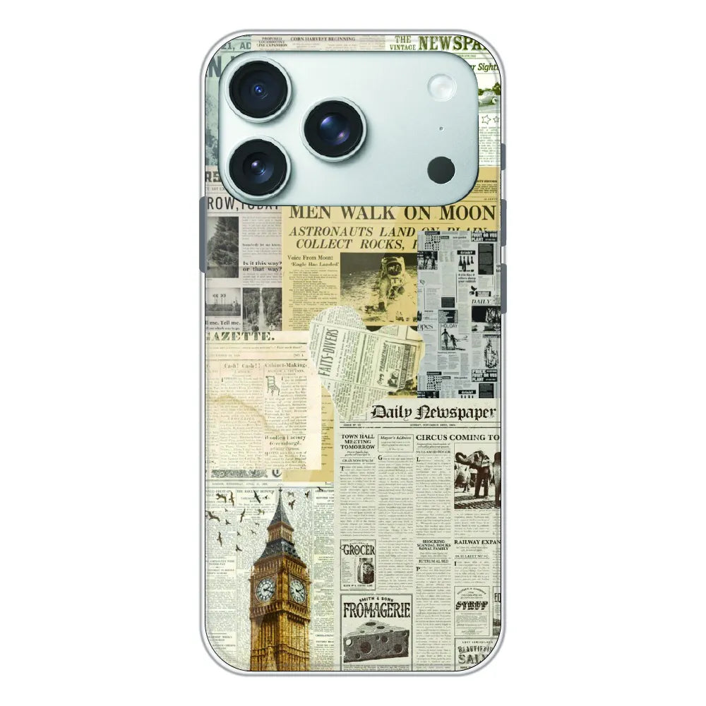 Vintage Newspaper Collage - Printed Silicone Case For Apple iPhone 17 Pro