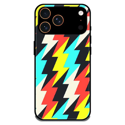 Retro Lightning Bolt Pattern - Glossy Metal Silicone Case For Apple iPhone 17 Pro