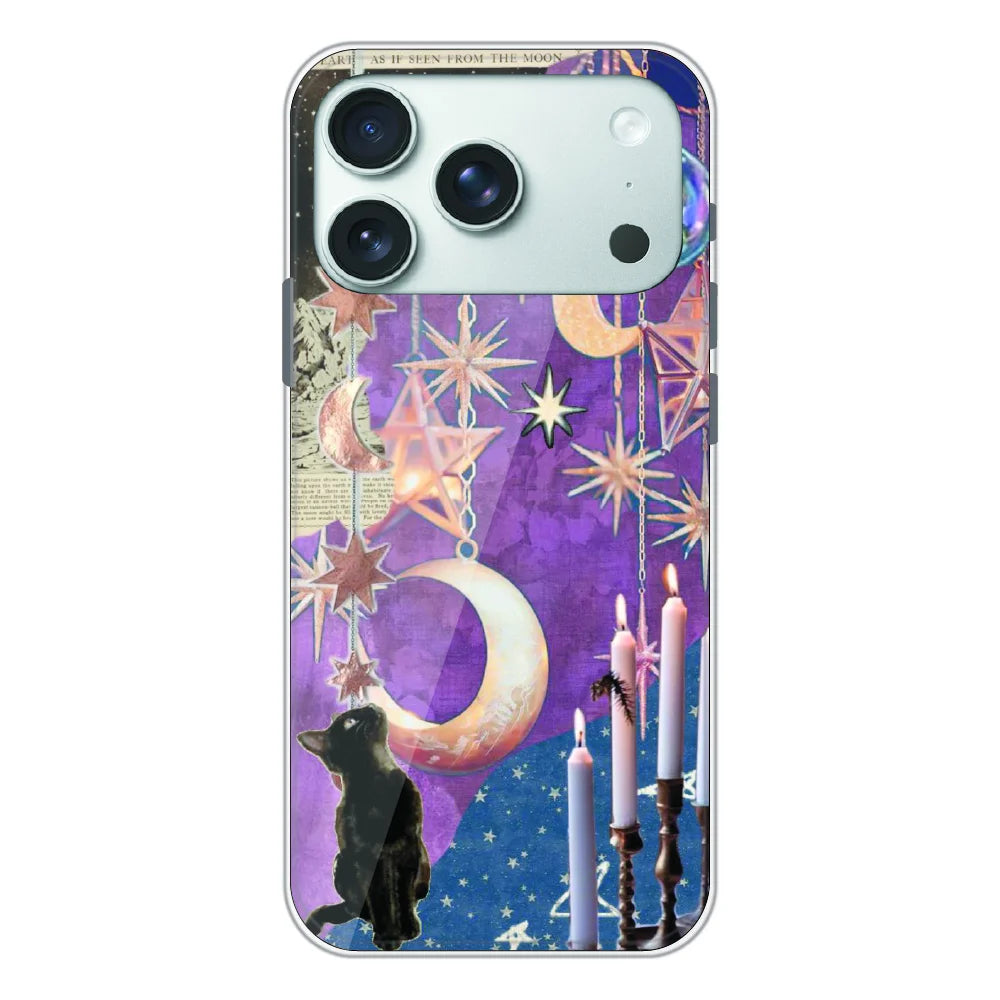 Celestial Moon Cat Art - Printed Silicone Case For Apple iPhone 17 Pro