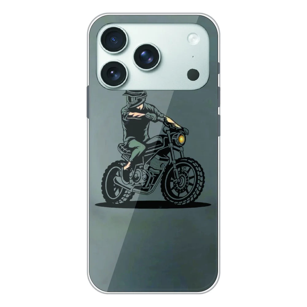 Vintage Biker Rider Art - Printed Silicone Case For Apple iPhone 17 Pro