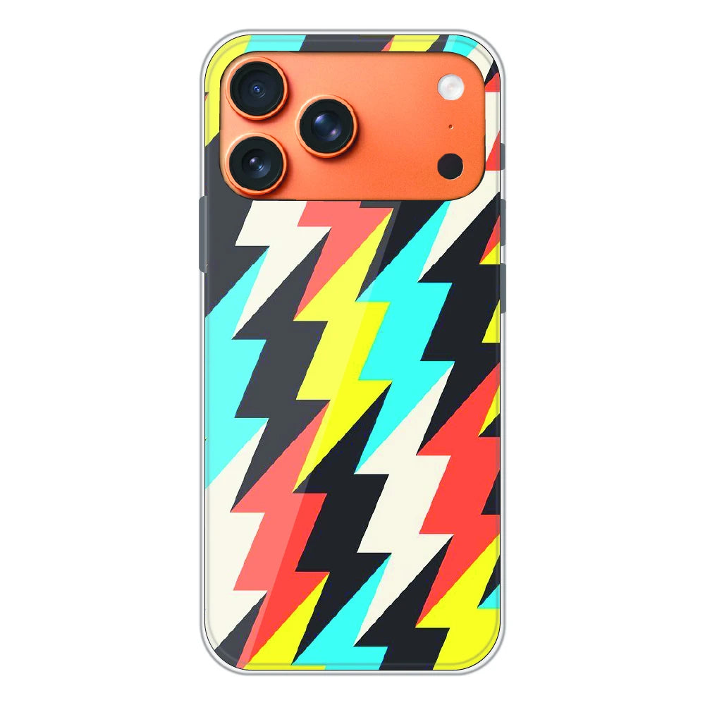 Retro Lightning Bolt Pattern - Printed Silicone Case For Apple iPhone 17 Pro Max