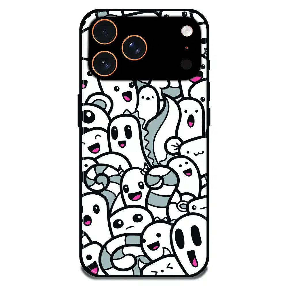 Cute Ghost Crowd - Glossy Metal Silicone Case For Apple iPhone 17 Pro Max