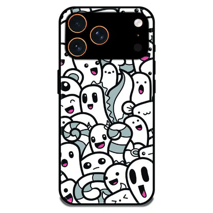 Cute Ghost Crowd - Glossy Metal Silicone Case For Apple iPhone 17 Pro Max