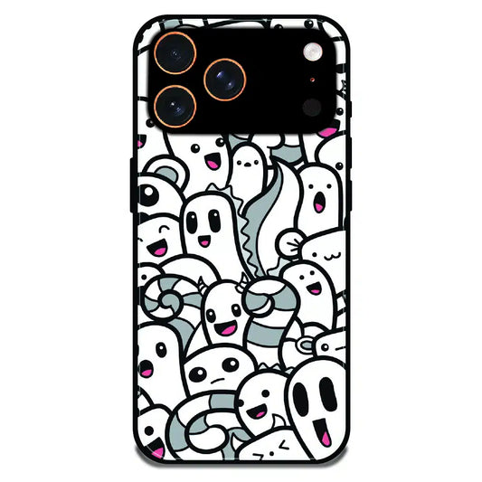 Cute Ghost Crowd - Glossy Metal Silicone Case For Apple iPhone 17 Pro Max