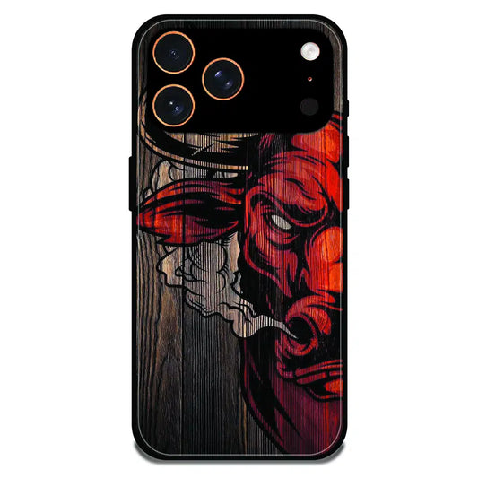 Abstract Red Mask Wood Art - Glossy Metal Silicone Case For Apple iPhone 17 Pro Max