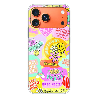 Colorful Amor Positivity Collage - Printed Silicone Case For Apple iPhone 17 Pro Max