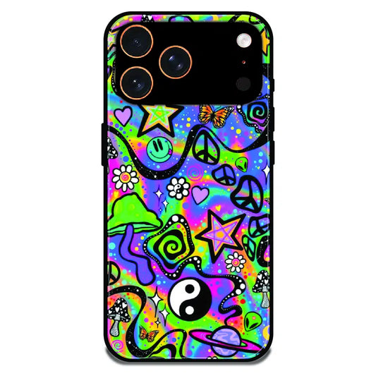 Psychedelic Rainbow Doodle - Glossy Metal Silicone Case For Apple iPhone 17 Pro Max