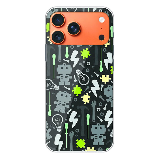 Robot Tools Pattern - Printed Silicone Case For Apple iPhone 17 Pro Max