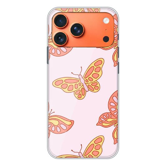 Soft Peach Butterfly Pattern - Printed Silicone Case For Apple iPhone 17 Pro Max