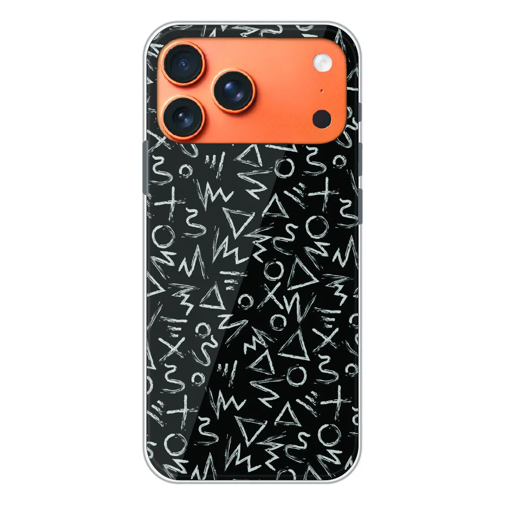Geometric Black & White Pattern - Printed Silicone Case For Apple iPhone 17 Pro Max
