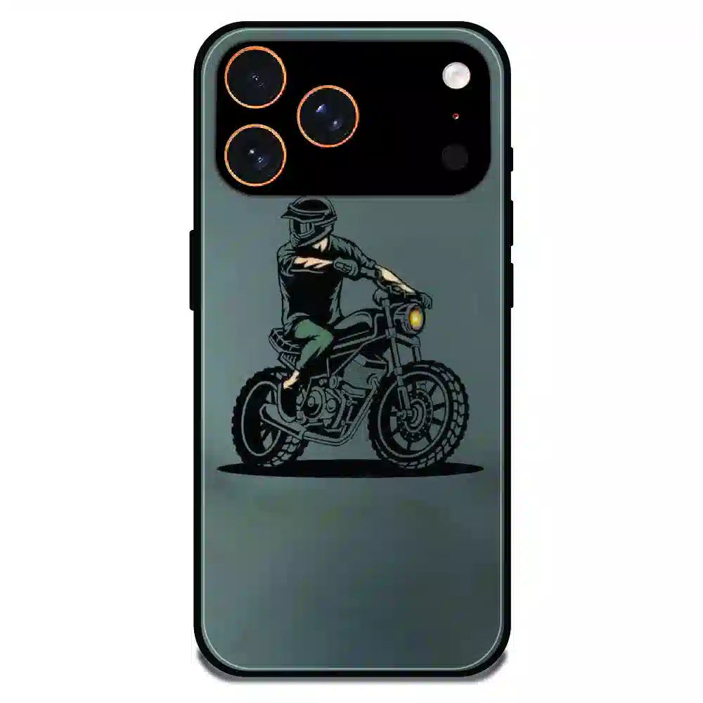 Vintage Biker Rider Art - Glossy Metal Silicone Case For Apple iPhone 17 Pro Max
