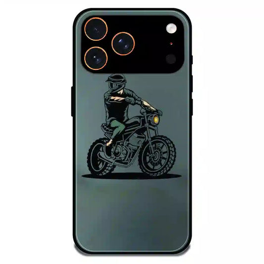 Vintage Biker Rider Art - Glossy Metal Silicone Case For Apple iPhone 17 Pro Max