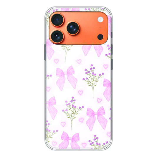 Pink Bow Floral Pattern - Printed Silicone Case For Apple iPhone 17 Pro Max