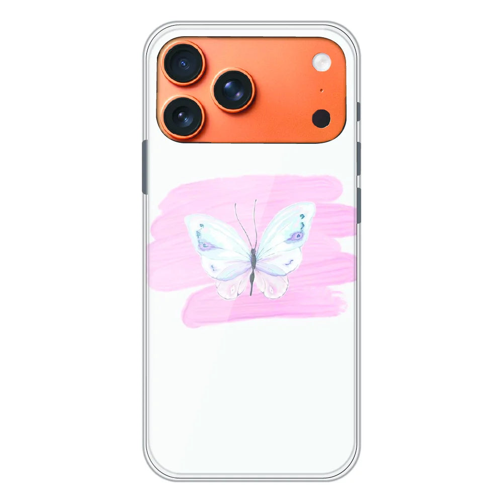 Minimal Butterfly Blush Art - Printed Silicone Case For Apple iPhone 17 Pro Max