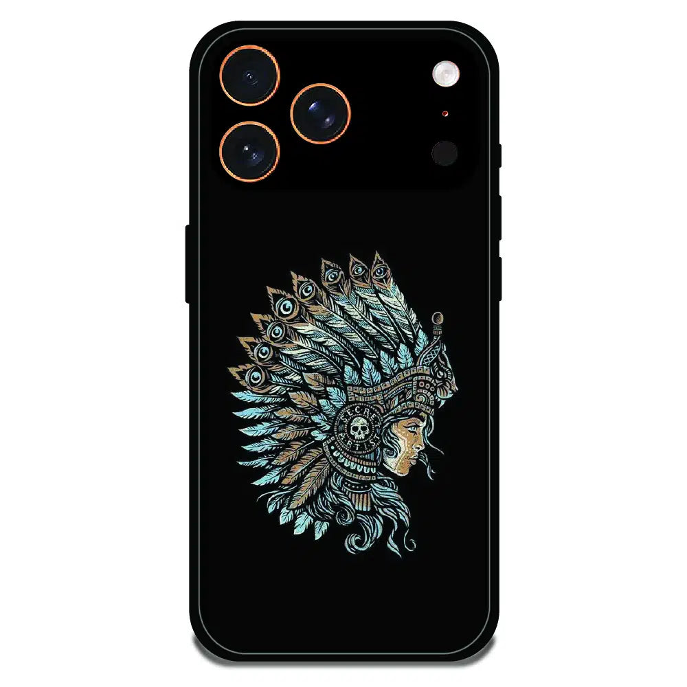 Tribal Warrior Feather Headdress - Glossy Metal Silicone Case For Apple iPhone 17 Pro Max