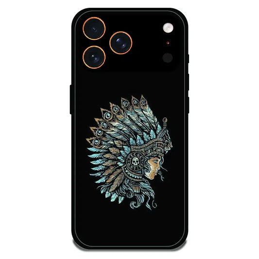 Tribal Warrior Feather Headdress - Glossy Metal Silicone Case For Apple iPhone 17 Pro Max