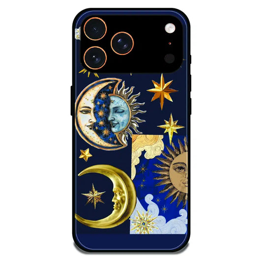 Celestial Sun Moon Collage - Glossy Metal Silicone Case For Apple iPhone 17 Pro Max