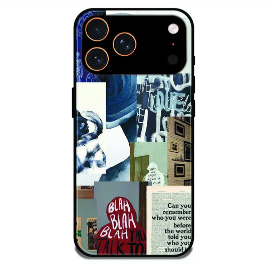 Blue Motivational Collage - Glossy Metal Silicone Case For Apple iPhone 17 Pro Max