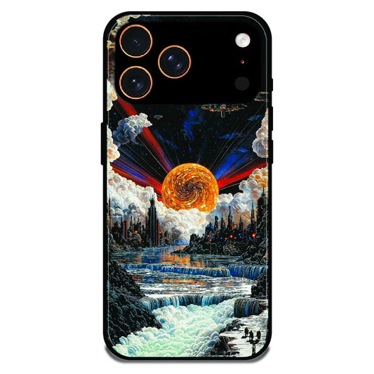 Cosmic Fantasy Sun Landscape - Glossy Metal Silicone Case For Apple iPhone 17 Pro Max