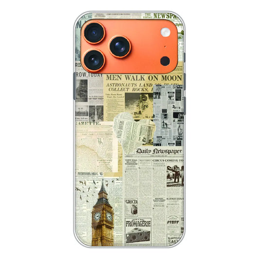 Vintage Newspaper Collage - Printed Silicone Case For Apple iPhone 17 Pro Max