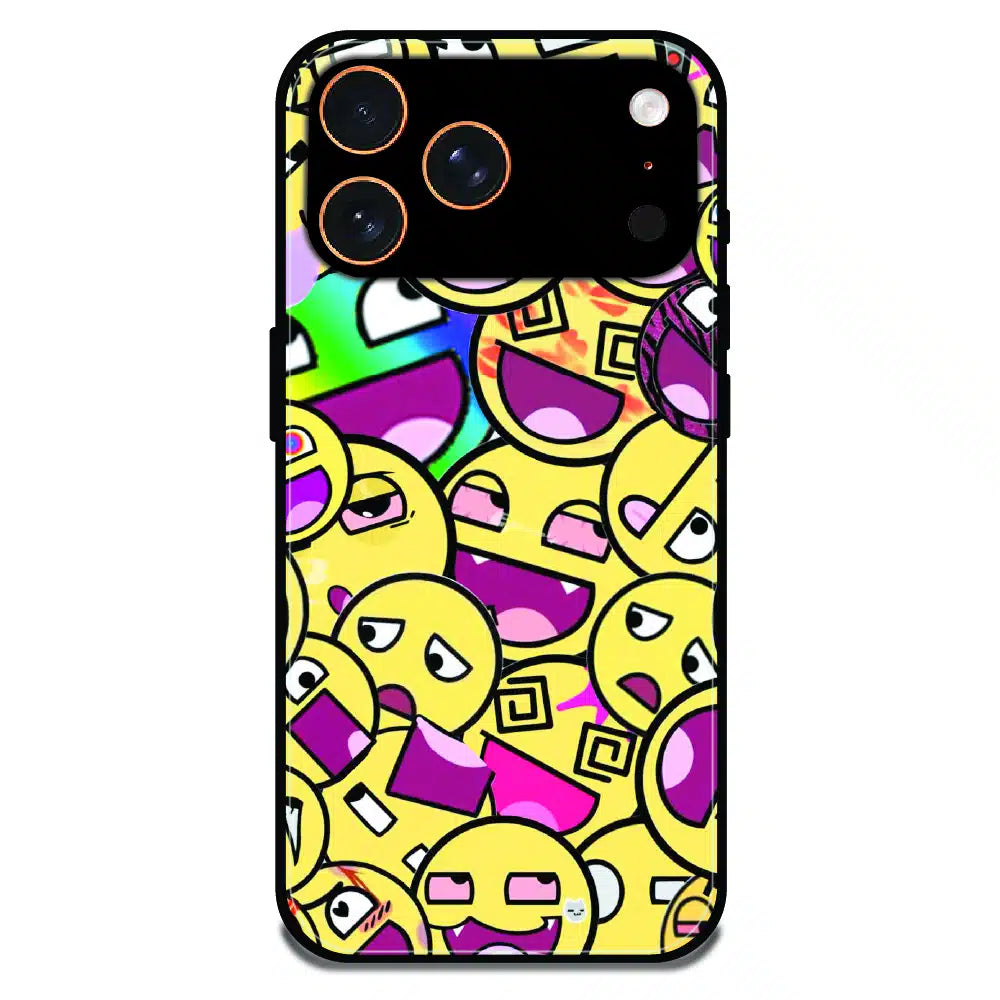 Emoji Chaos Pop Art - Glossy Metal Silicone Case For Apple iPhone 17 Pro Max