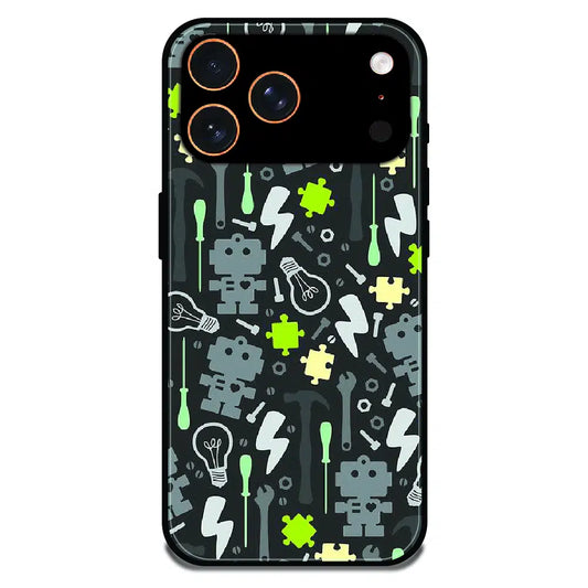 Robot Tools Pattern - Glossy Metal Silicone Case For Apple iPhone 17 Pro Max