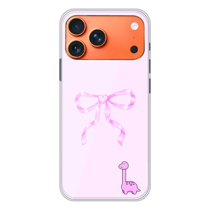 Cute Pink Dino Bow - Printed Silicone Case For Apple iPhone 17 Pro Max