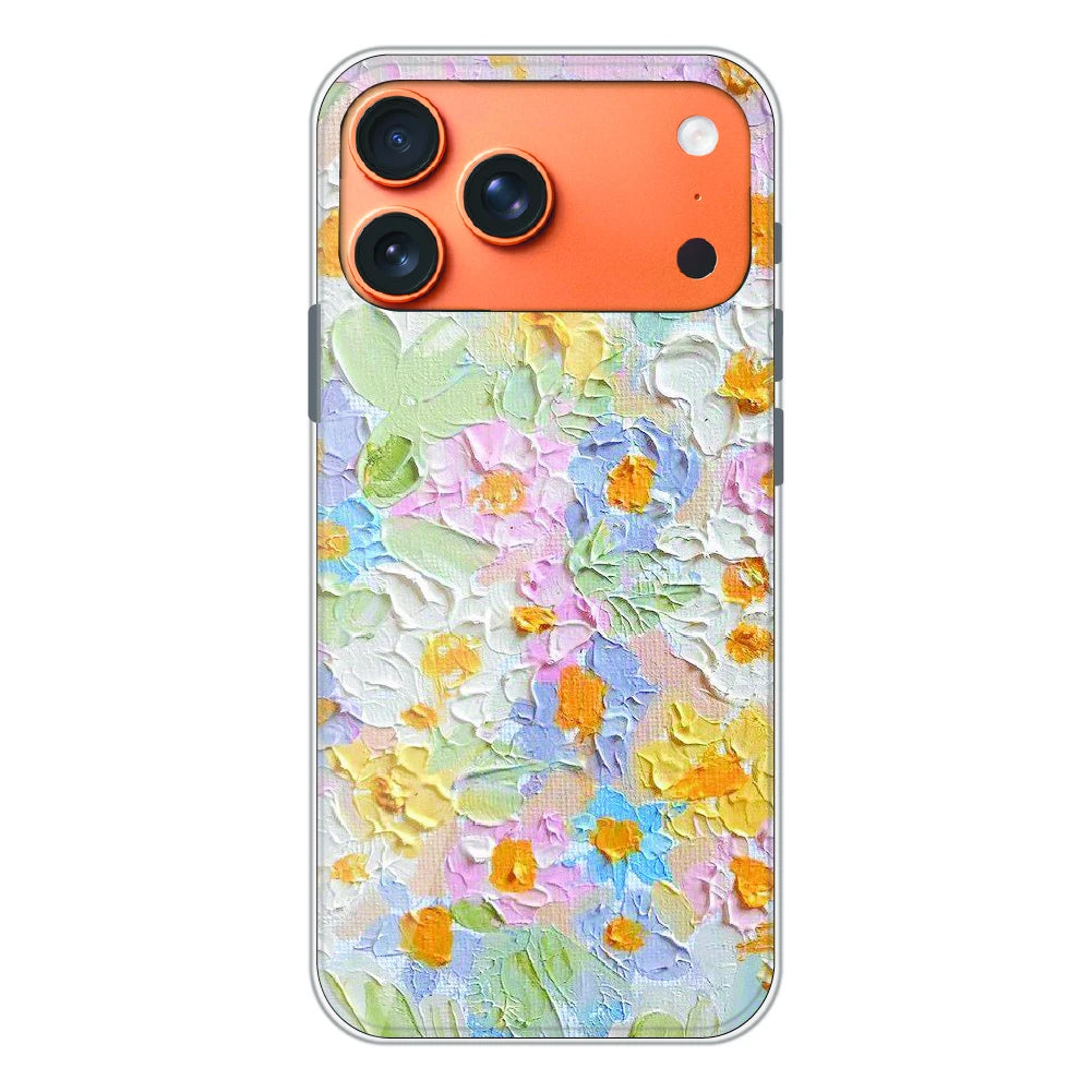 Pastel Floral Oil Paint - Printed Silicone Case For Apple iPhone 17 Pro Max