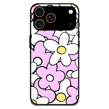 Pink Daisy Floral Pop - Glossy Metal Silicone Case For Apple iPhone 17 Pro Max