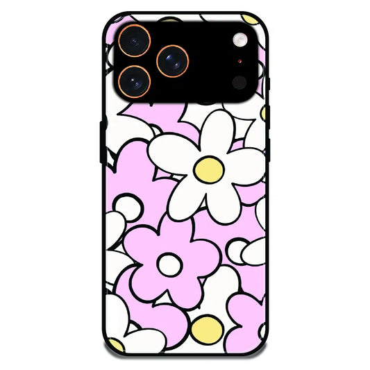 Pink Daisy Floral Pop - Glossy Metal Silicone Case For Apple iPhone 17 Pro Max