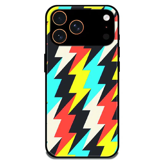 Retro Lightning Bolt Pattern - Glossy Metal Silicone Case For Apple iPhone 17 Pro Max